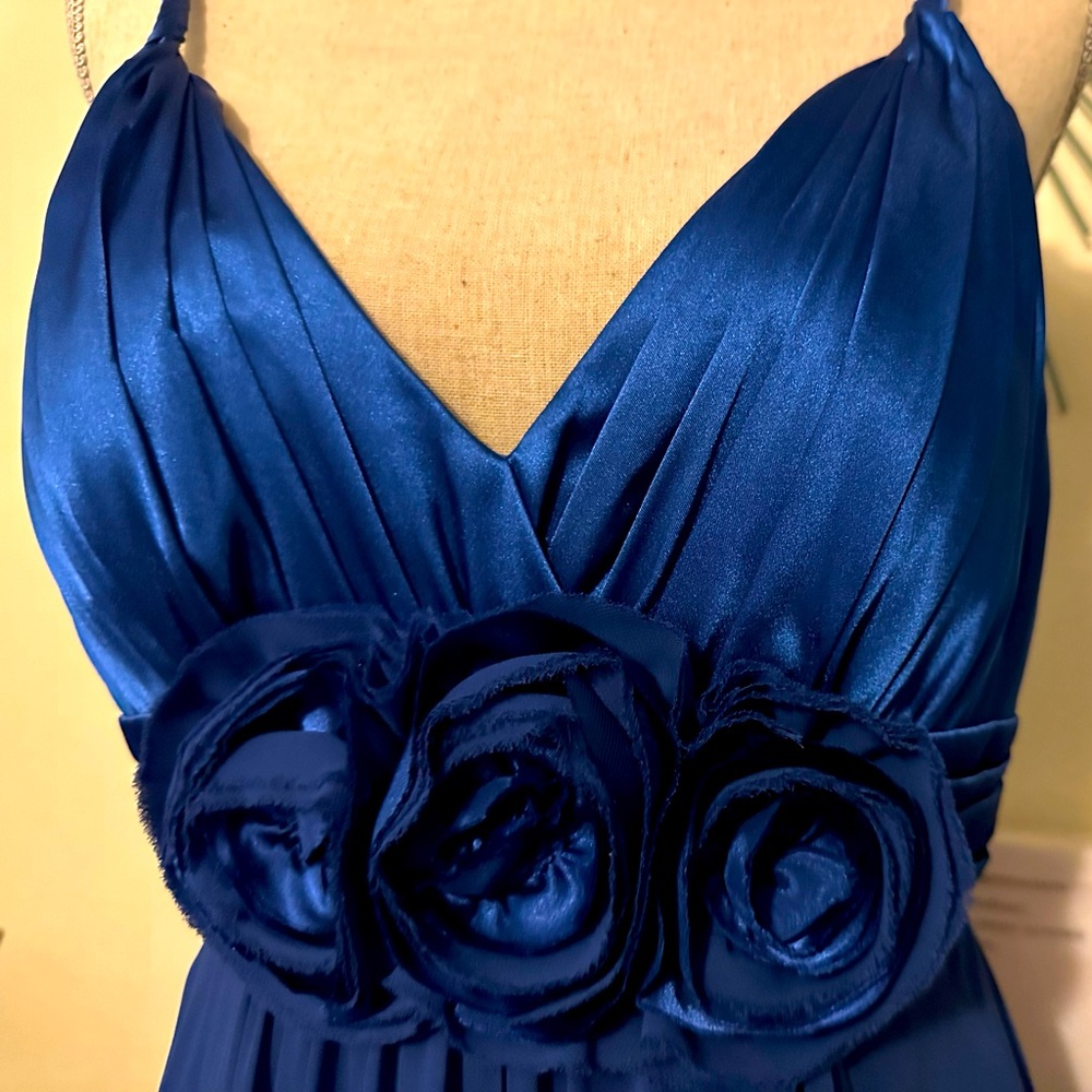 NWT BARI JAY blue gown size 12, fully lined split front skirt